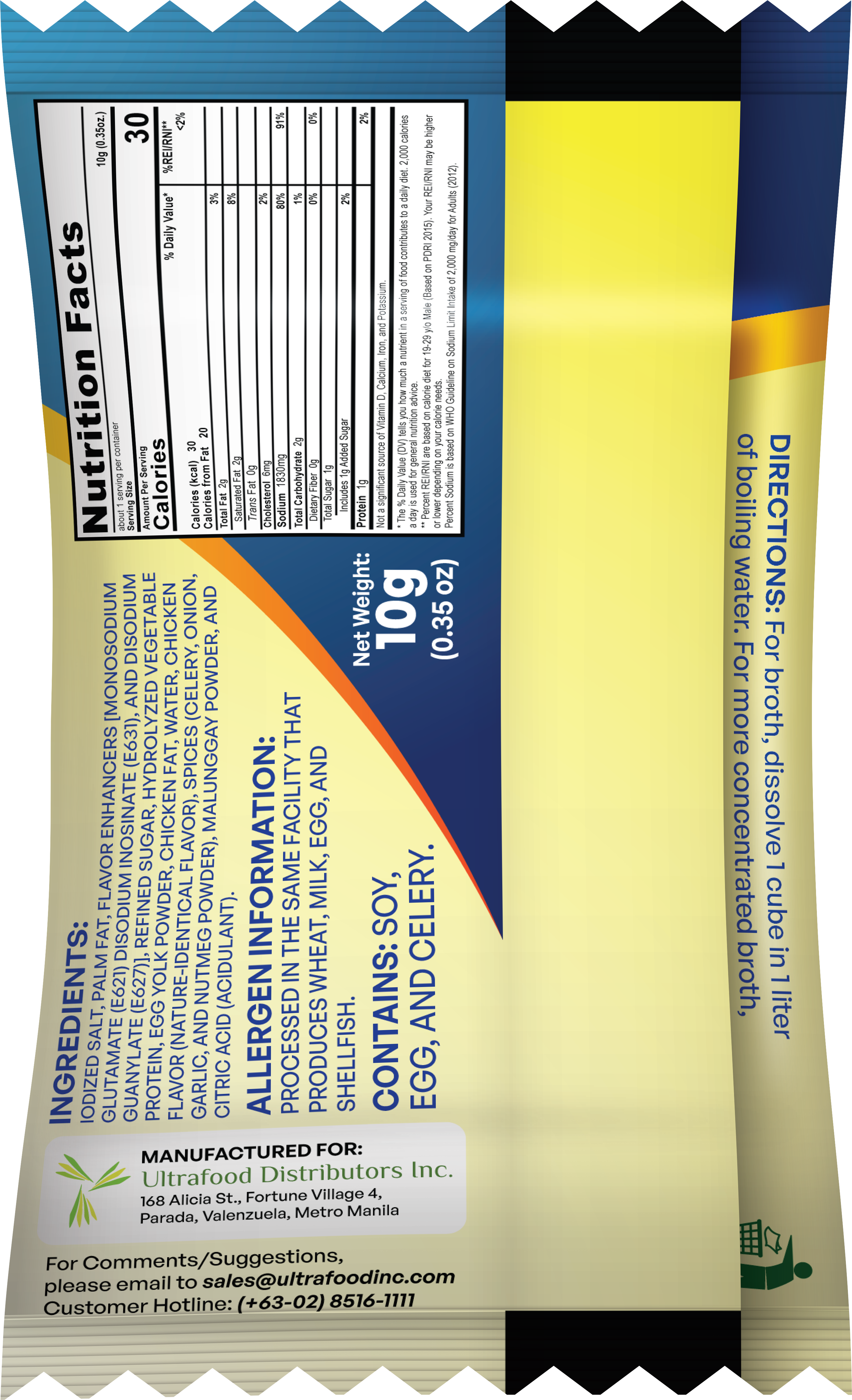 Menu Chicken Broth cubes 10g back image