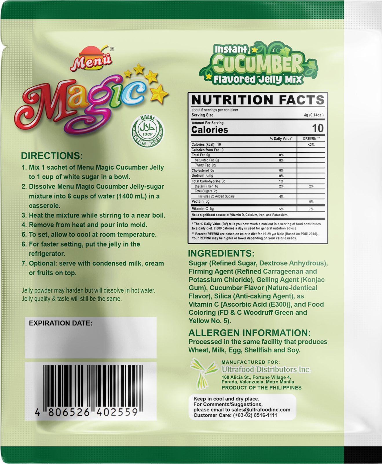 Menu Magic Jelly Cucumber back image