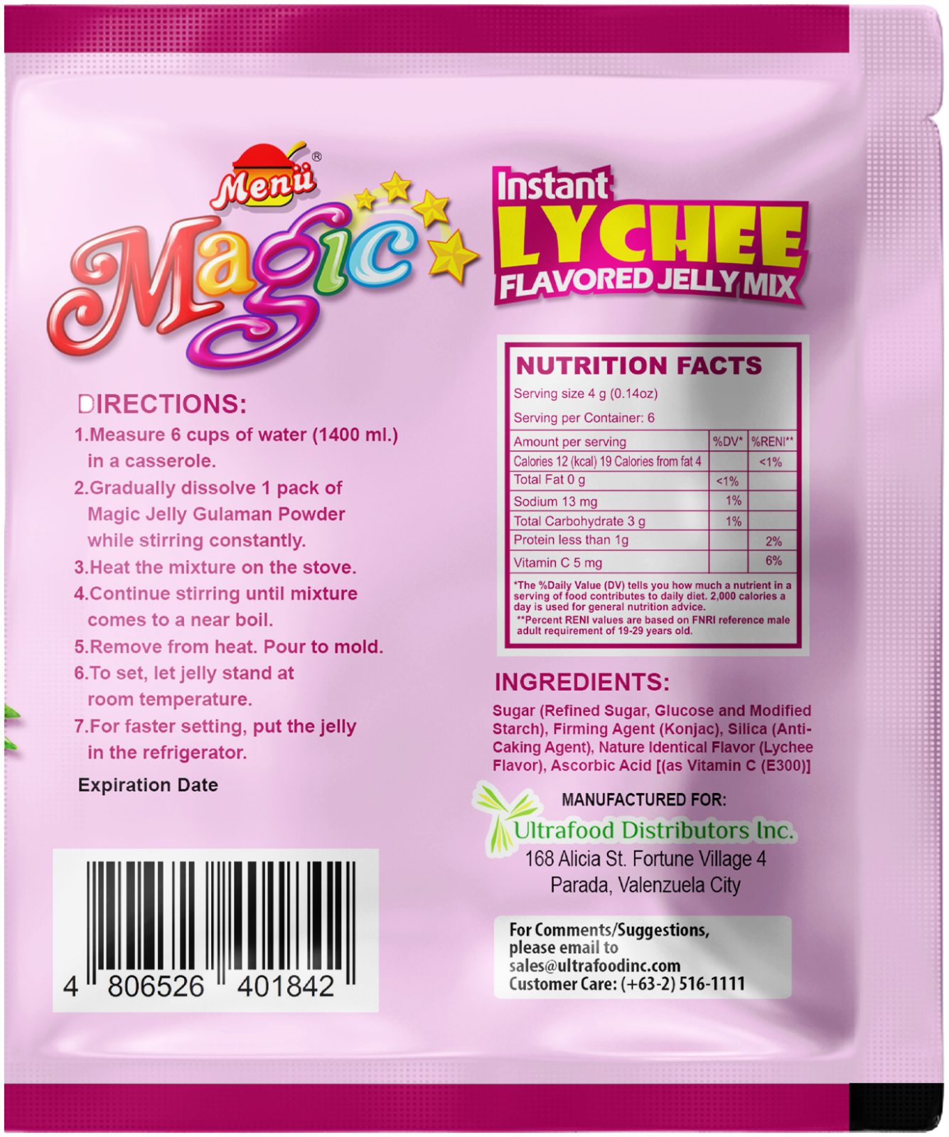 Menu Magic Jelly Lychee back image
