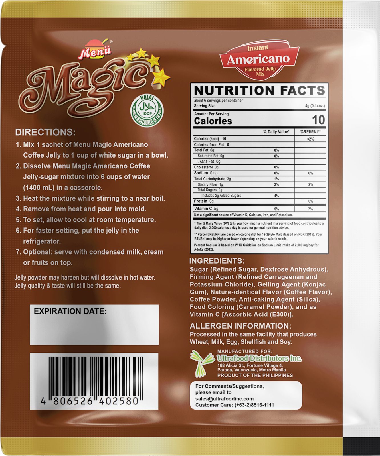 Menu Magic Jelly Coffee Series Americano back image