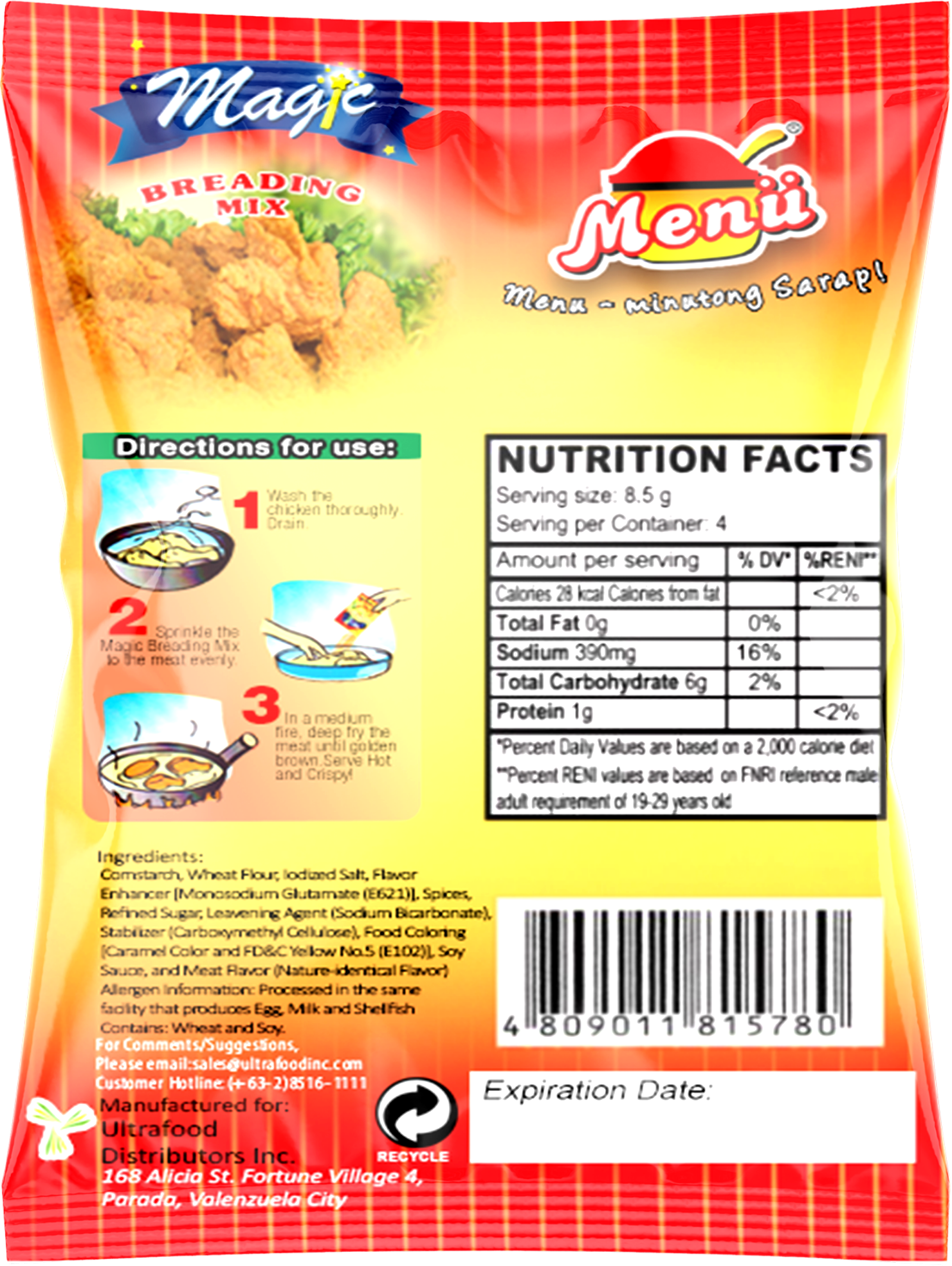 Menu Magic Breading Mix 35g back image