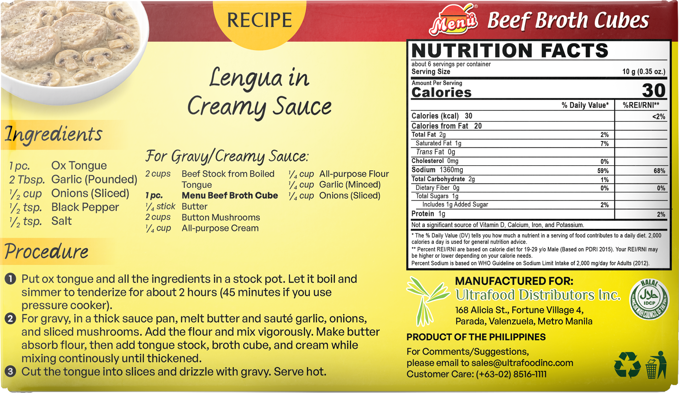 Menu Beef Broth Cubes back image