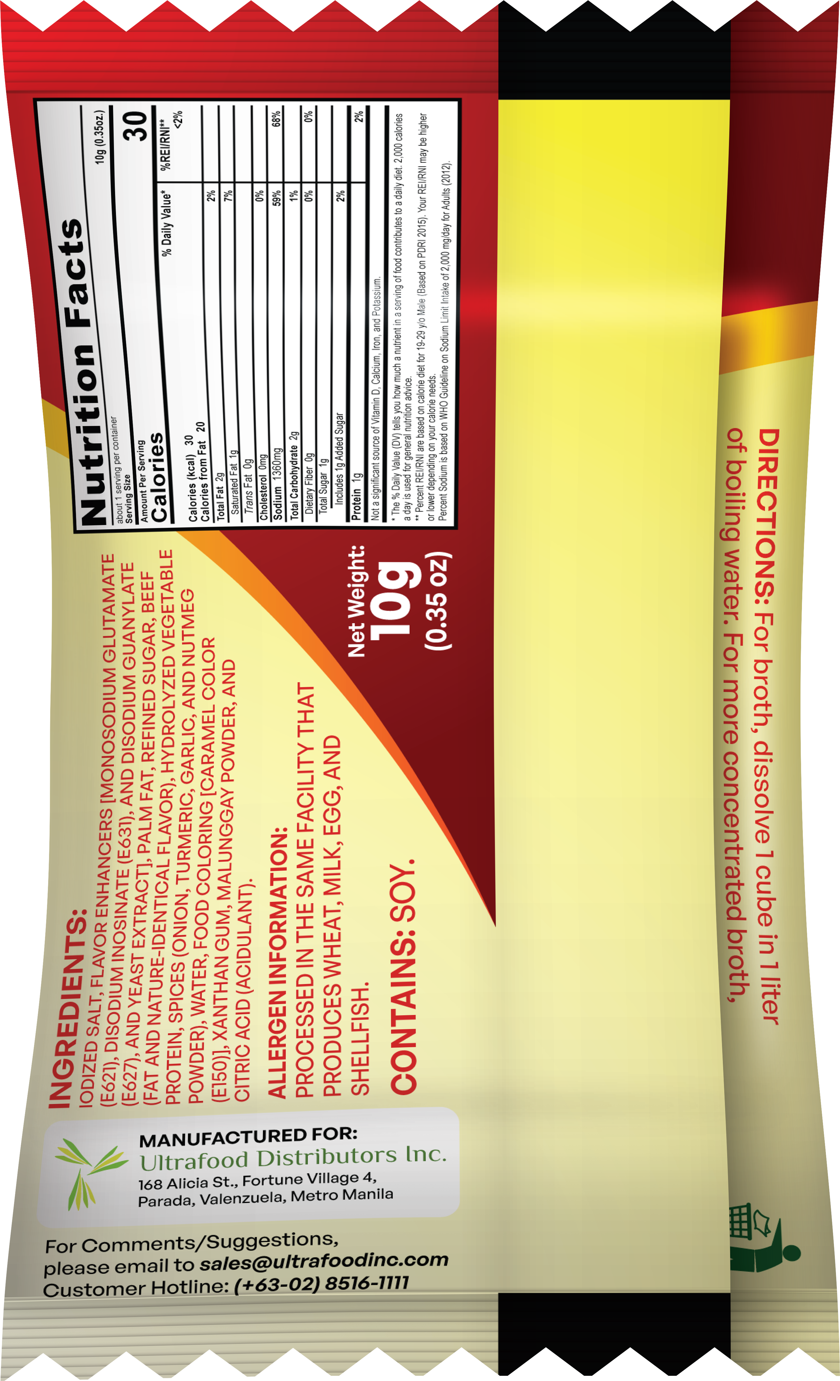 Menu Beef Broth Cube 10g back image