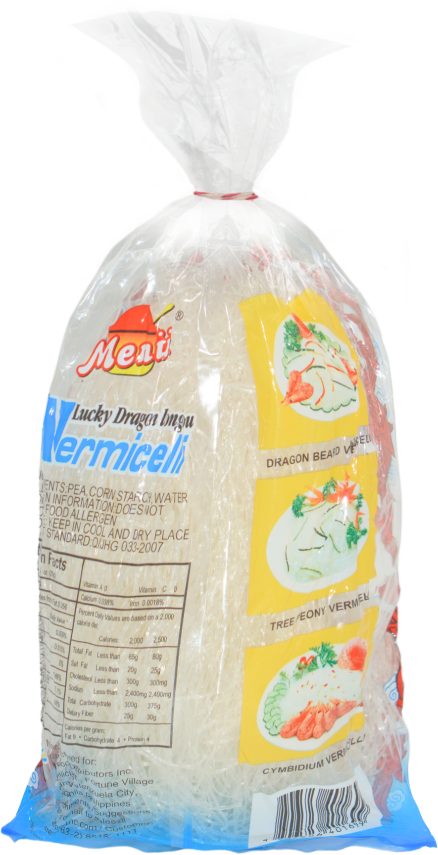 Menu Lucky Dragon Longkou Vermicelli Sotanghon Noodles 200G back image