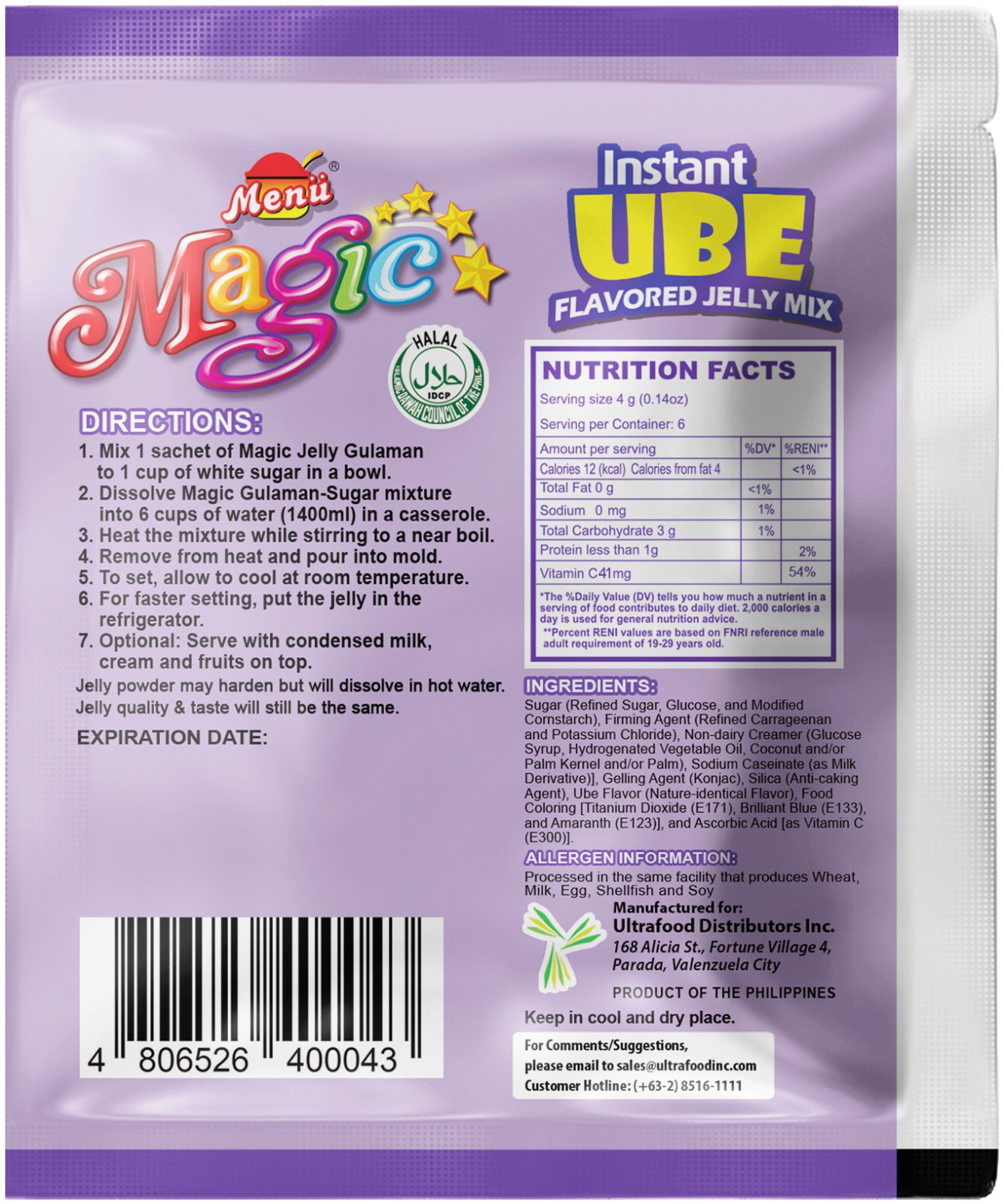 Menu Magic Jelly Ube back image