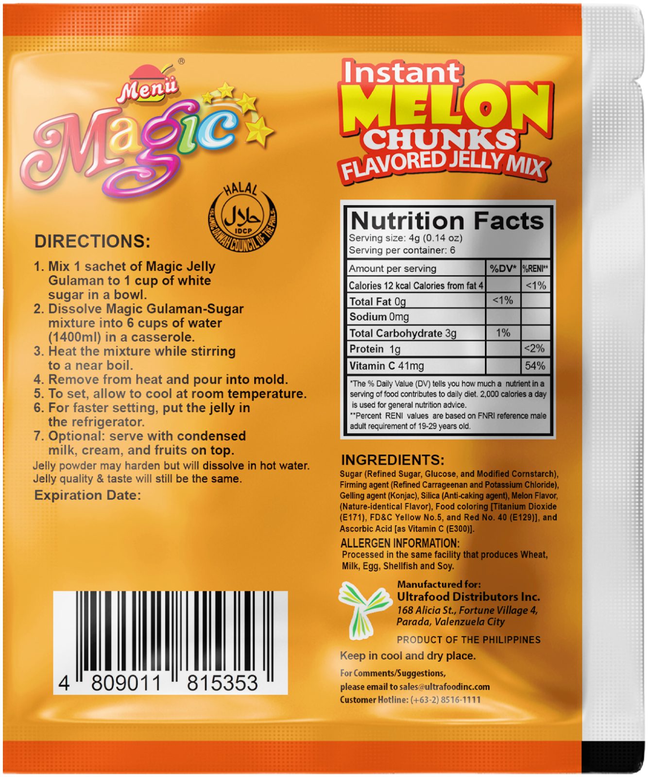 Menu Magic Jelly Melon back image