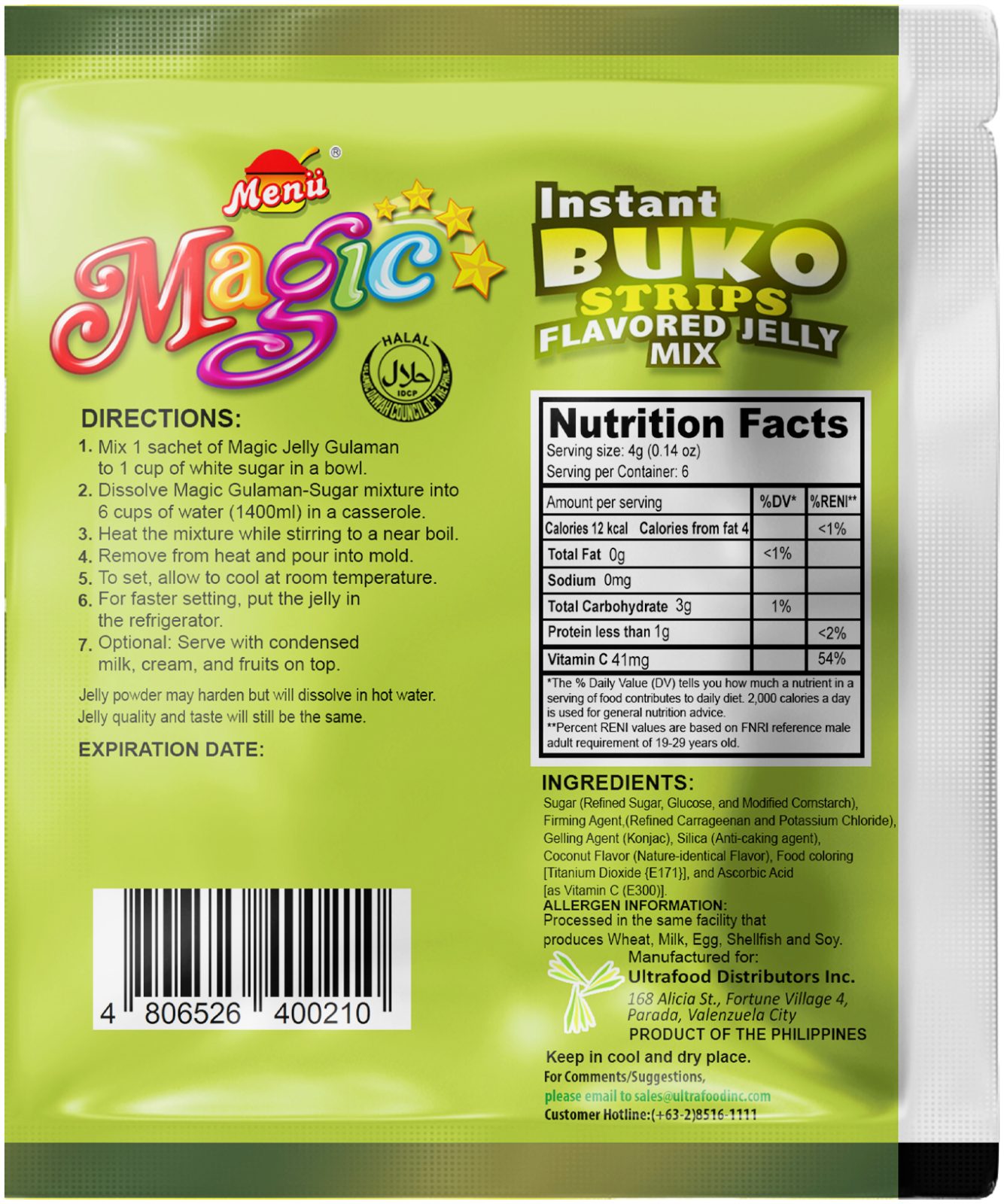 Menu Magic Jelly Buko Strips back image