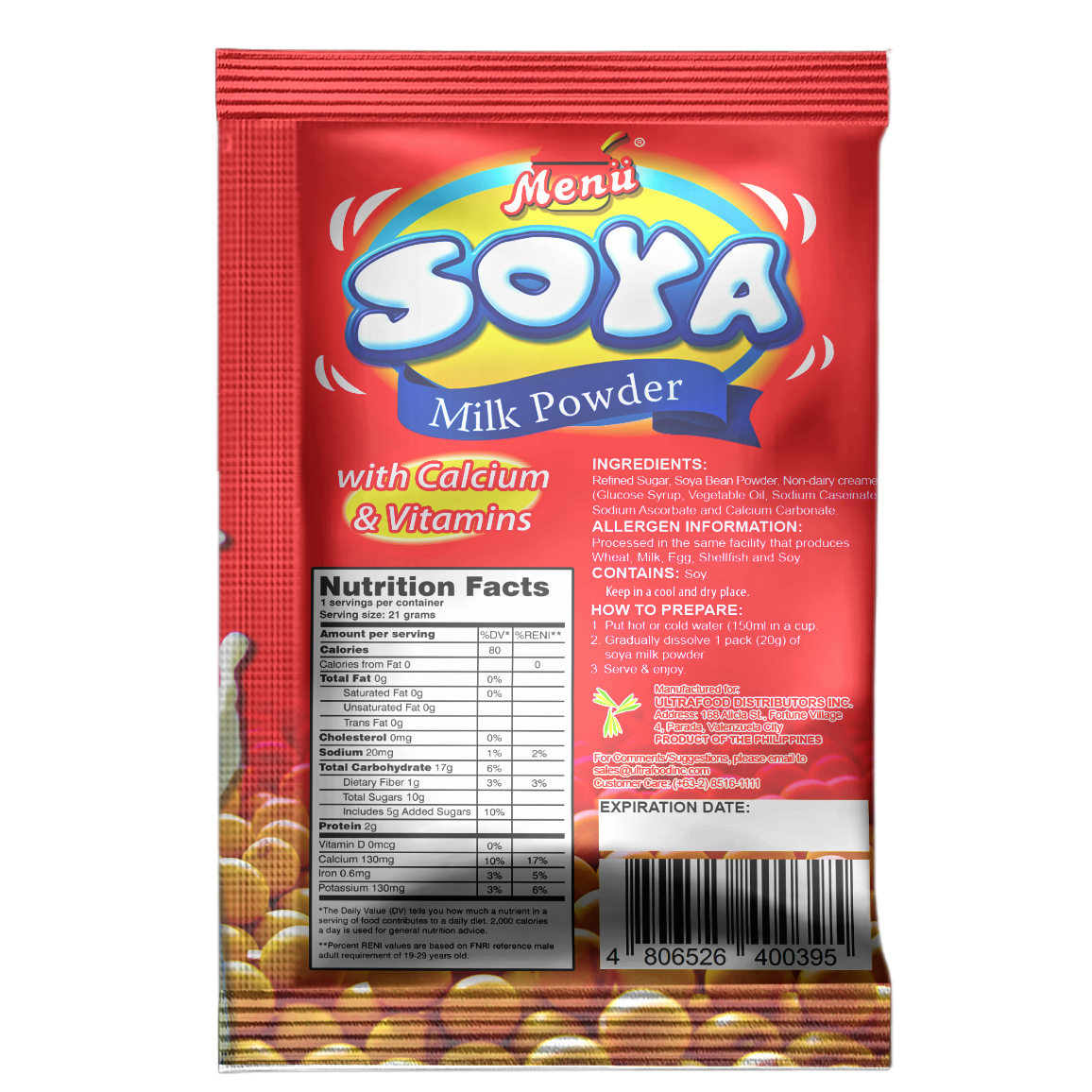 Menu Soya Milk Powder back image