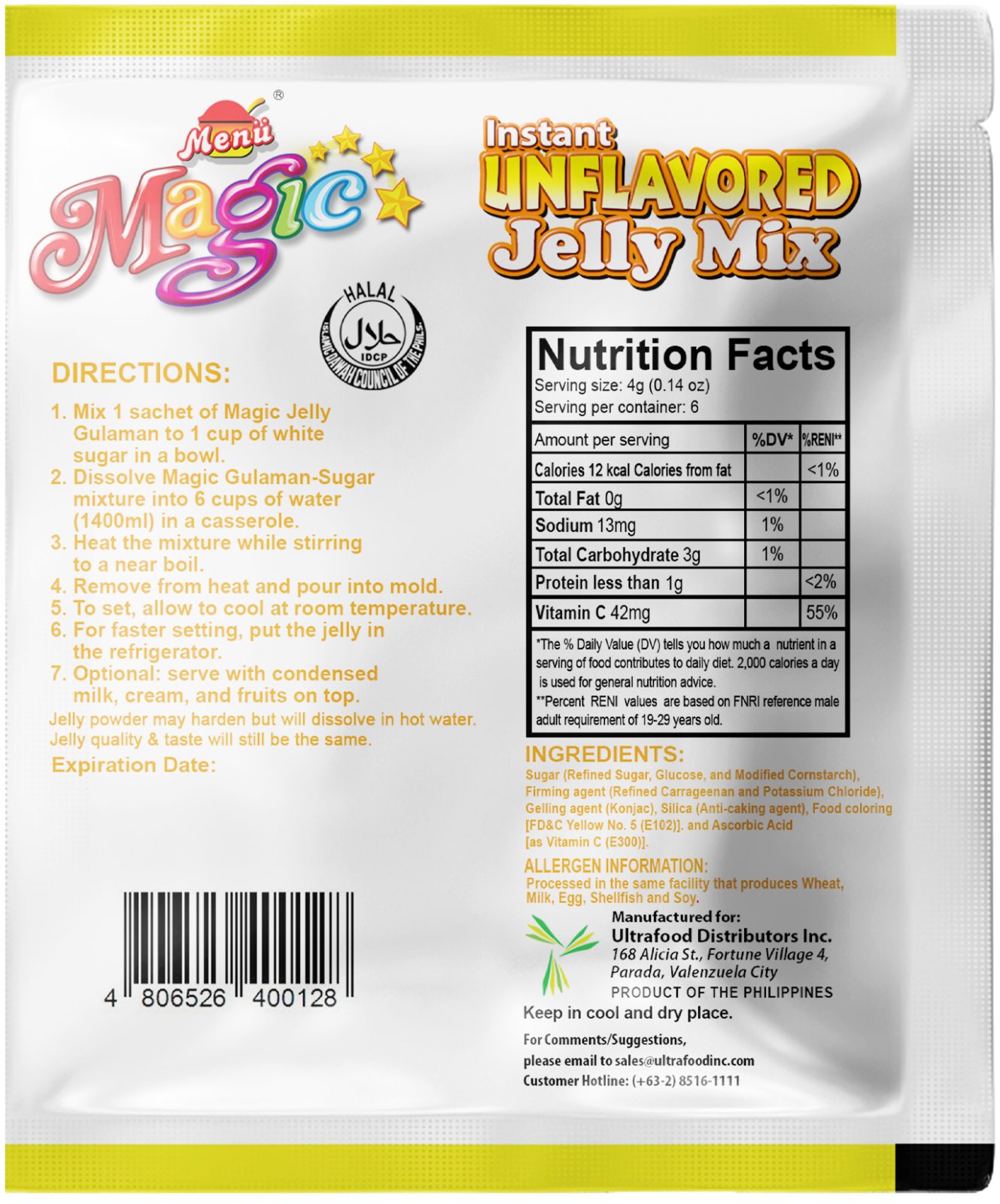 Menu Magic Jelly Yellow back image