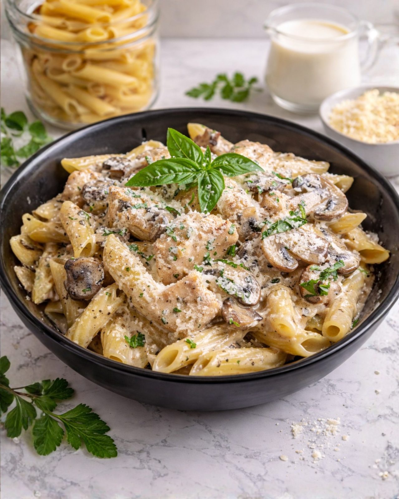 Creamy Chicken Mushroom Pasta image