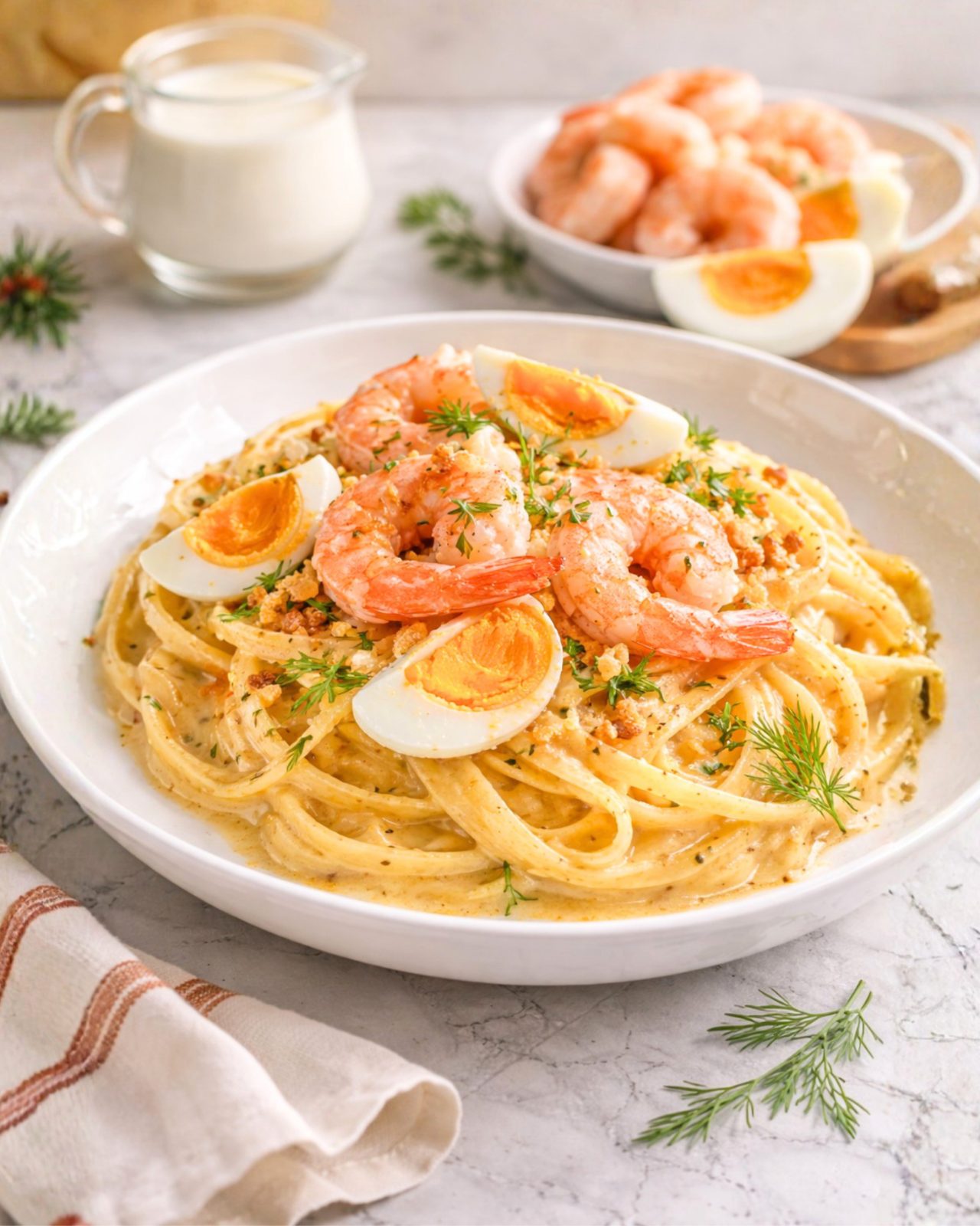 Salted Egg Pasta with Shrimp image