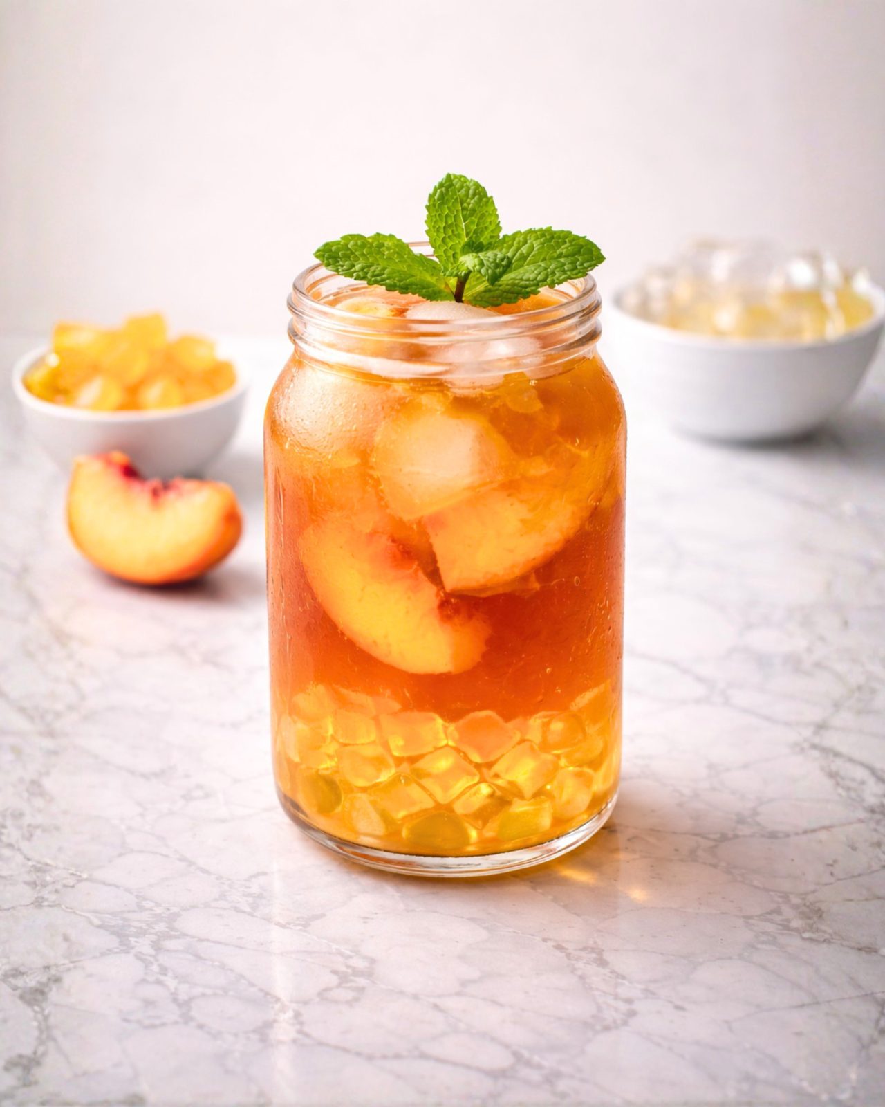 Peach Tea with Passion Fruit Jellies image