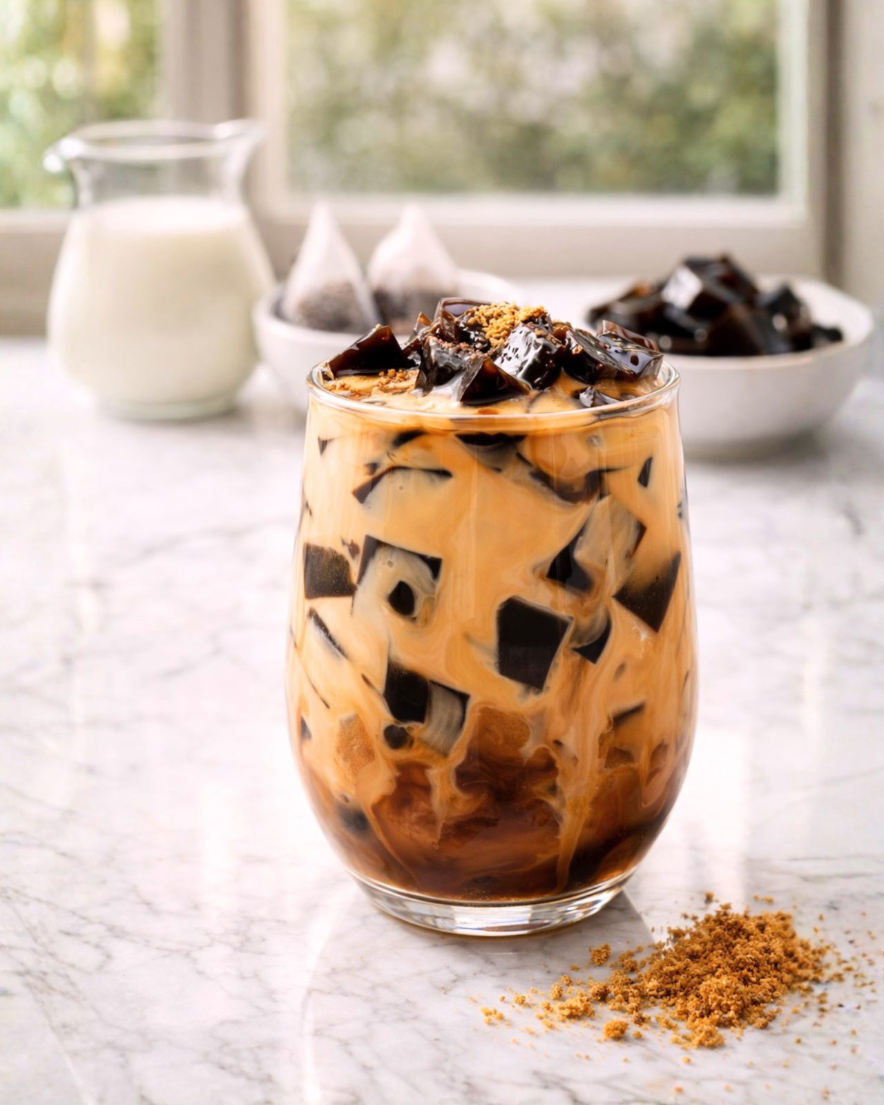 Grass Jelly Milk Tea image