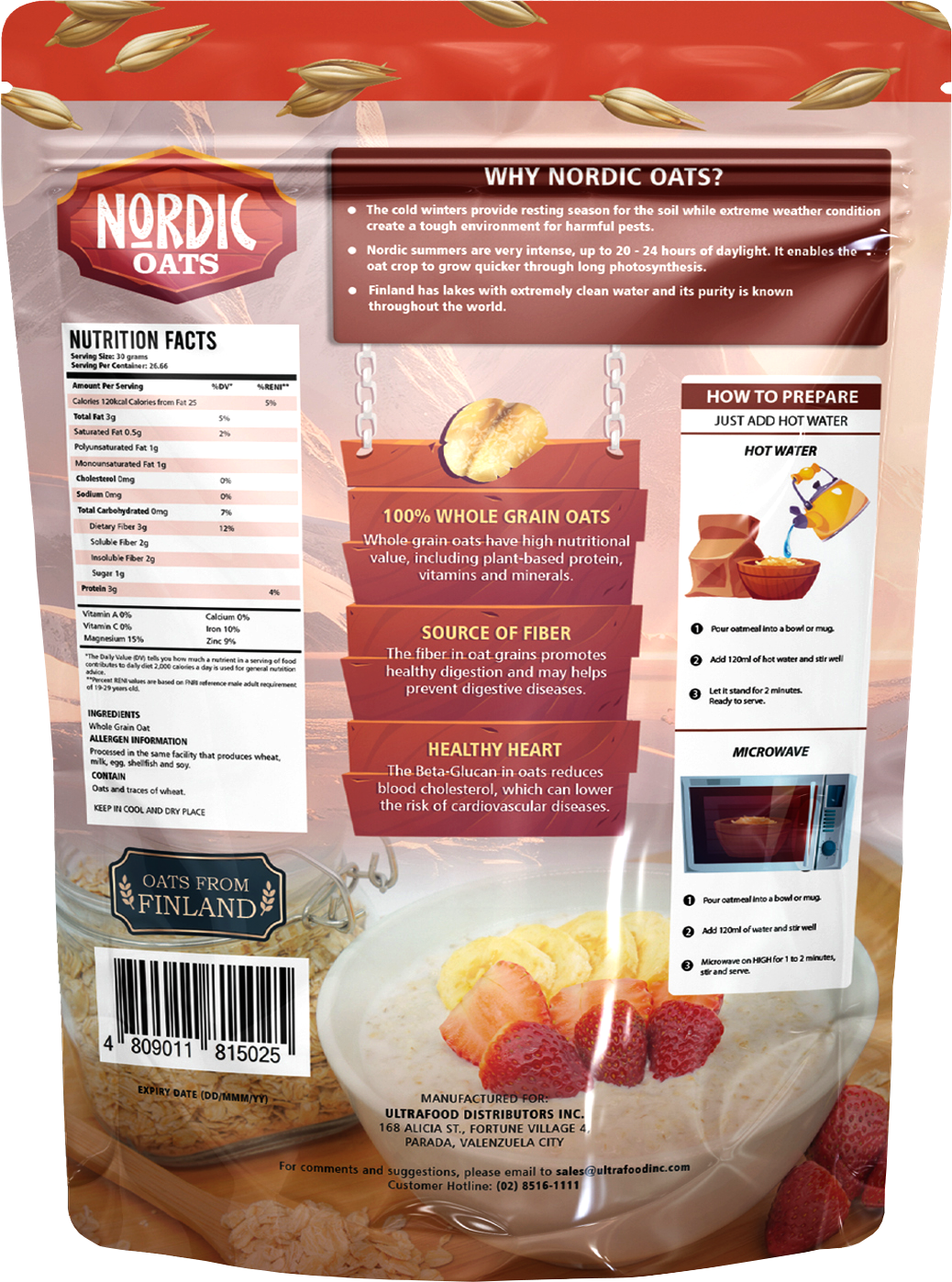 Nordic Instant Oatmeal back
