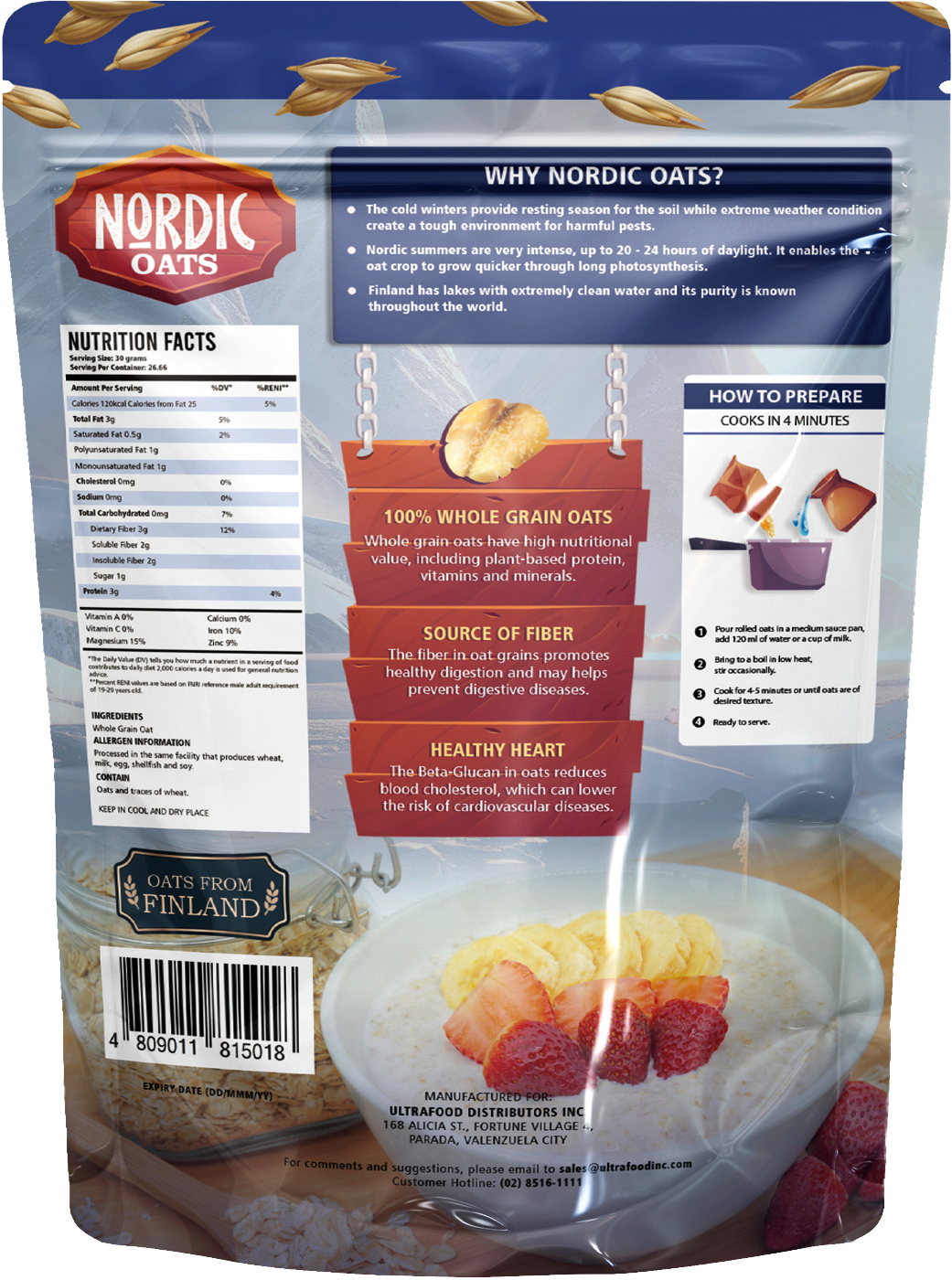 Nordic Quick Cook Oatmeal back